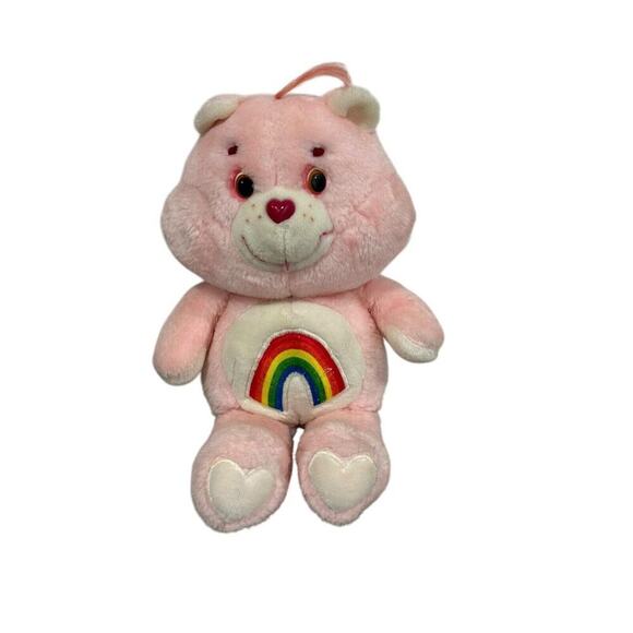 Care Bears Cheer Bear Plush Stuffed Animal Kenner 13" Rainbow Pink 1983 Vintage - Picture 1 of 7